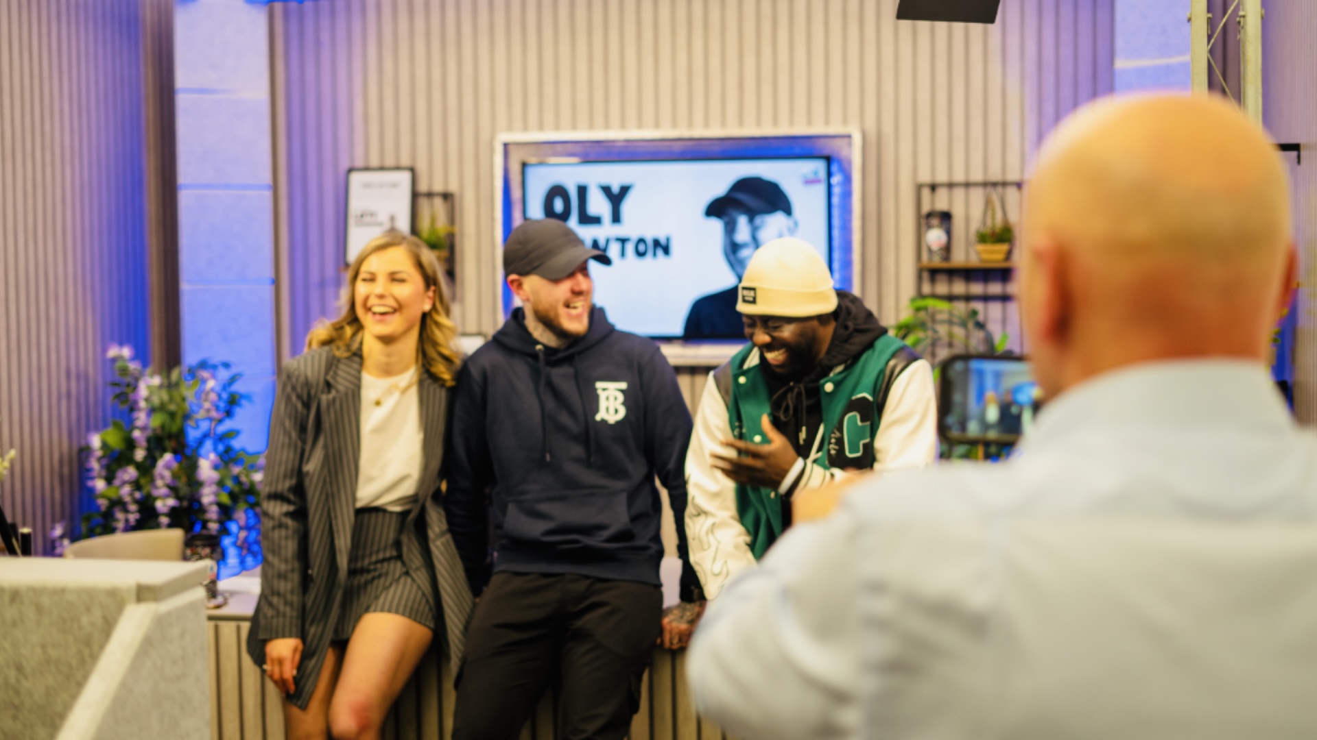 studio laughs between takes
